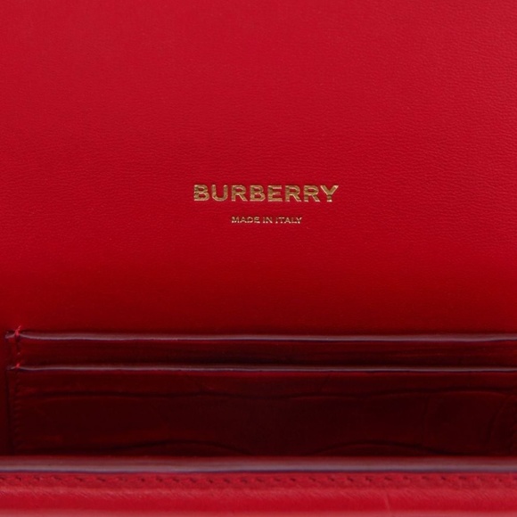 Burberry Dark Carmine Red Croc Embossed TB Chain Strap Crossbody Bag - Picture 8 of 15
